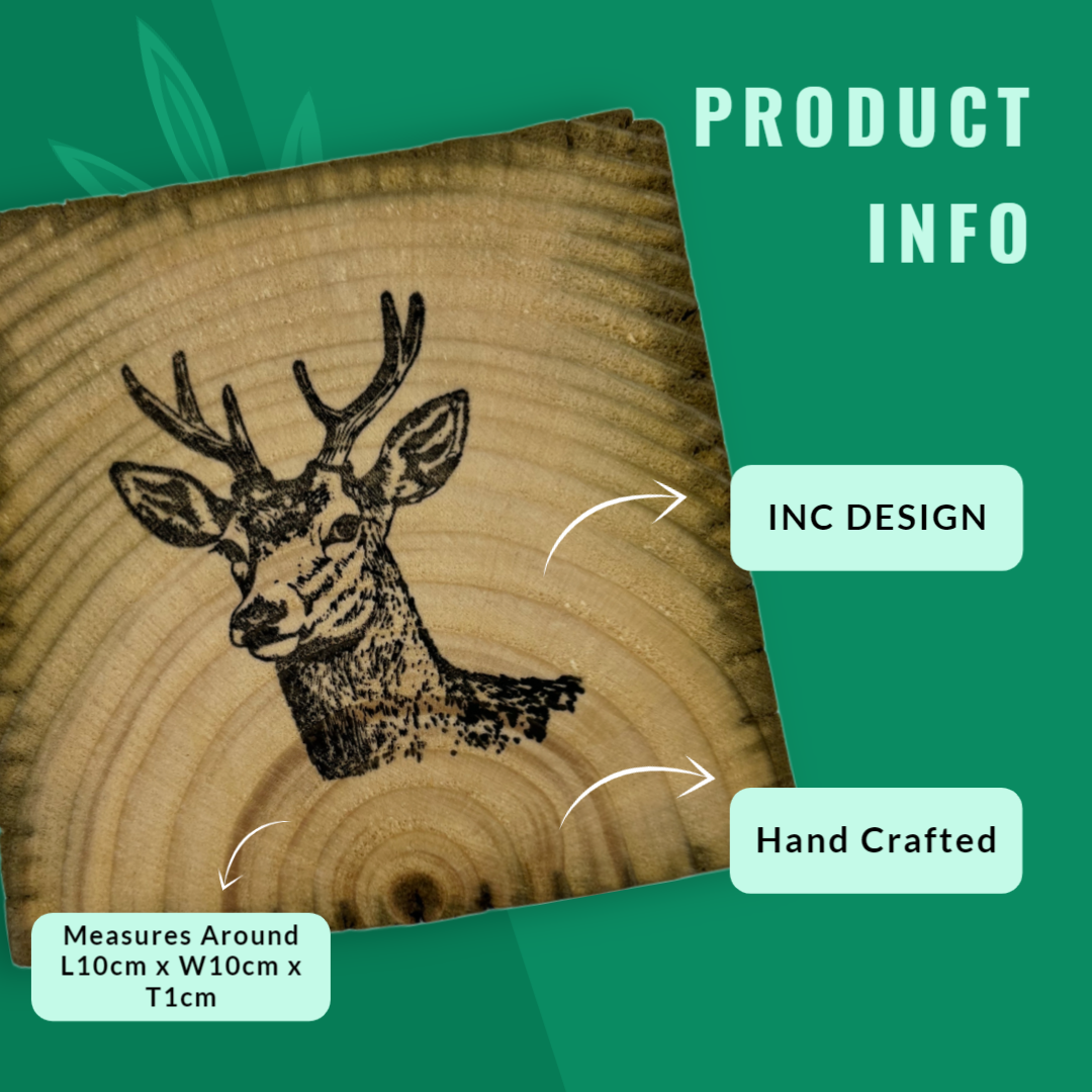 MyCoasters: Handcrafted Bespoke Deer Design Coasters - A Creation for Deer Lovers.