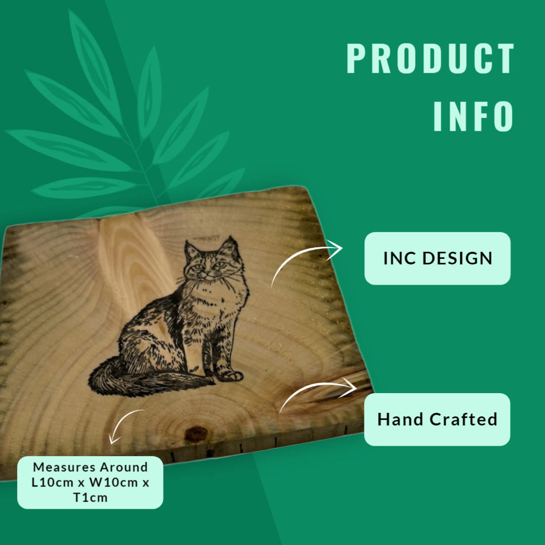 MyCoasters: Handcrafted Bespoke Cat Design Coasters - A Creation for Cat Lovers.