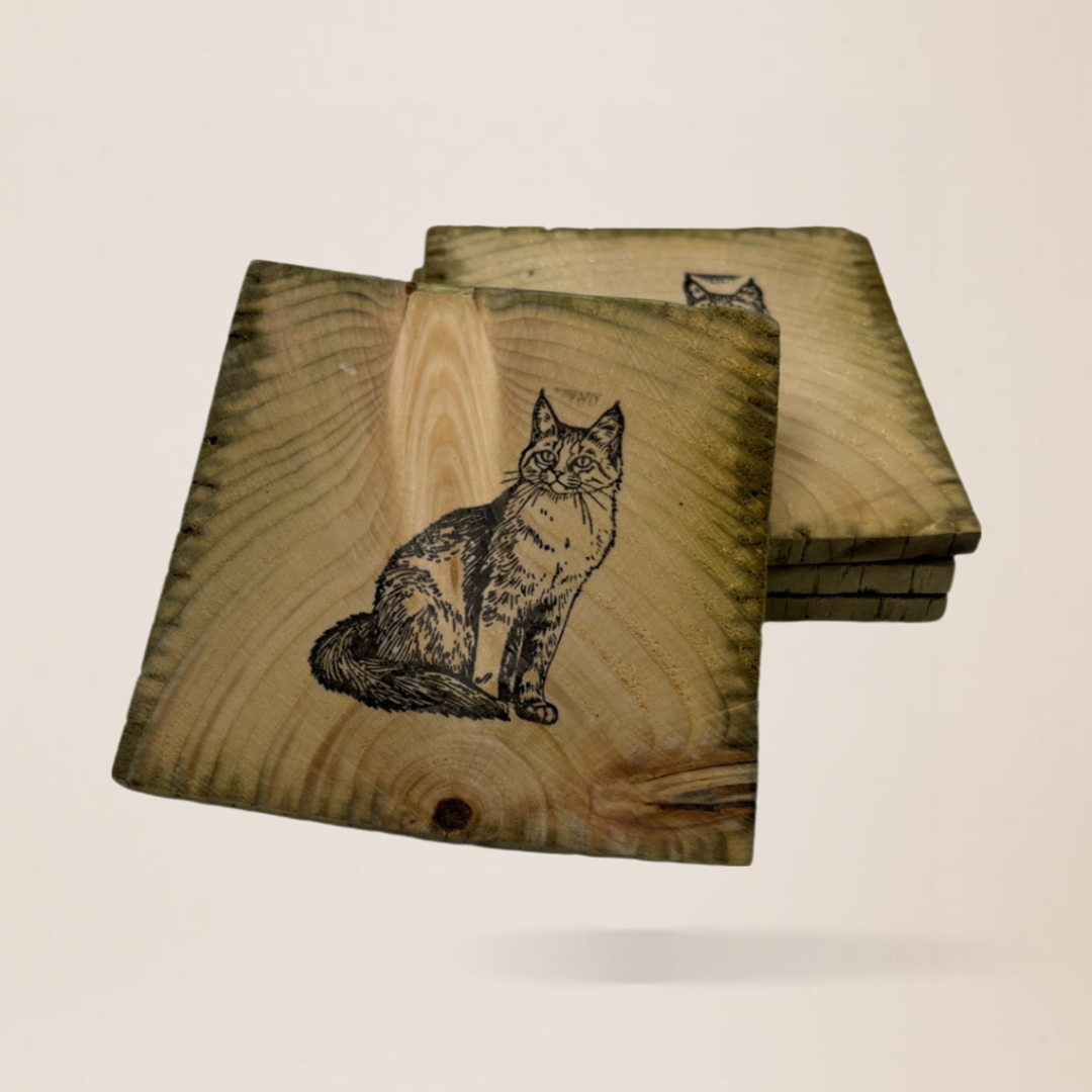 MyCoasters: Handcrafted Bespoke Cat Design Coasters - A Creation for Cat Lovers.